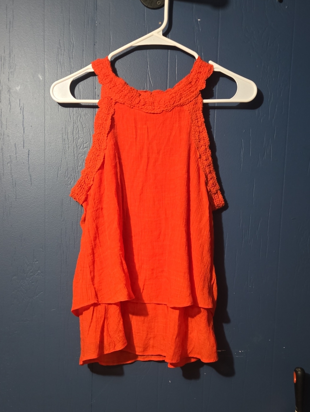 A. Byer Crochet-Trim Halter Tank Top - Orange